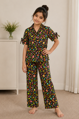 Girls Candy Print Night Suit – Half Sleeve Pajama Set