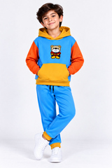 Kids Pink & Navy Fleece Winter Tracksuit Set