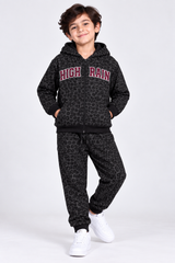 Kids Black Fleece Winter Tracksuit – Higher Than Print