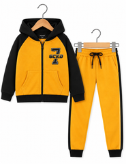 Boys Black & Yellow Fleece Winter Tracksuit Set