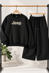 Kids Black Jeep Fleece Sweatshirt with Baggy Trouser