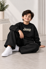 Kids Black Jeep Fleece Sweatshirt with Baggy Trouser