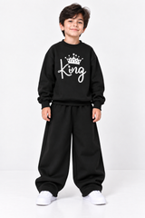 Kids King Black Fleece Sweatshirt & Trouser Set