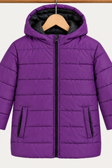 Title: Kids Purple Hooded Puffer Jacket