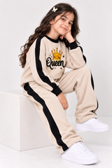 Girls  Queen Black Fleece Sweatshirt & Trouser Set