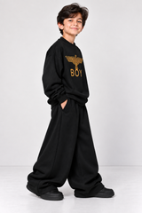 Black Oversized Eagle Boy Co-Ord Set