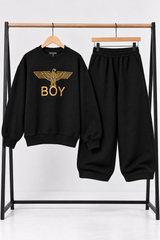 Black Oversized Eagle Boy Co-Ord Set