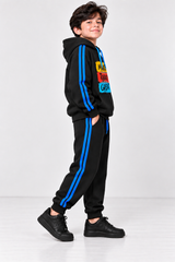 Black blue strip  Make Today Great Fleece Tracksuit Set