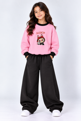 Pink Labubu Fleece Co-Ord Set for Girls