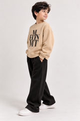 Beige & Black M EON MT Fleece Co-Ord Set for Boys
