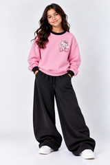 Pink & Black Hello Kitty Fleece Co-Ord Set for Girls
