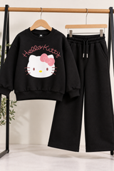 Black Hello Kitty Fleece Co-Ord Set for Girls