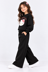 Black Hello Kitty Fleece Co-Ord Set for Girls