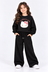 Black Hello Kitty Fleece Co-Ord Set for Girls