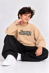 Beige Jeep Fleece Co-Ord Set for Boys