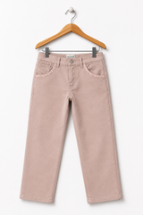 Girls Dusty Pink Cotton Pants with Lace Pocket