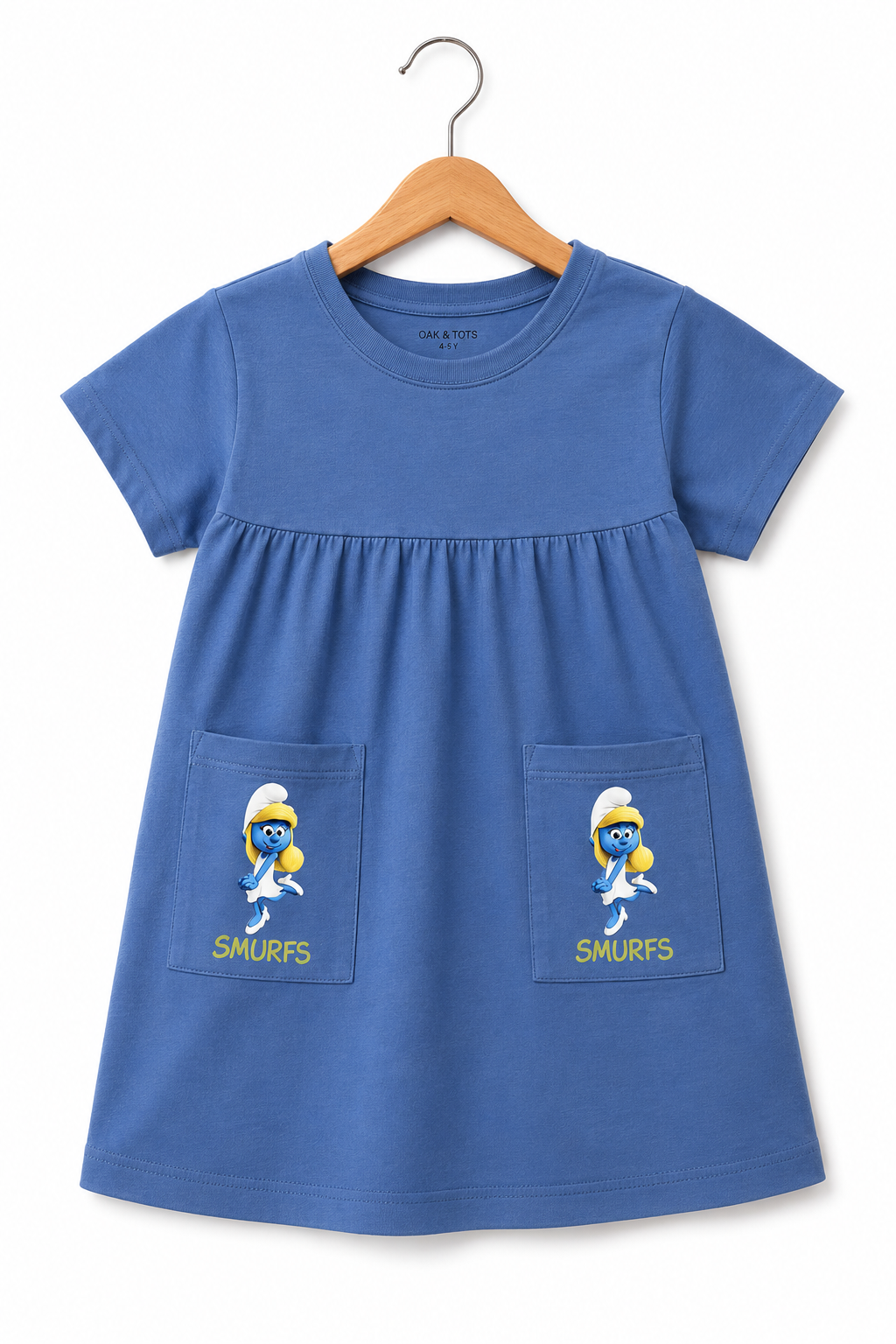 Girls Sky Blue Smurfs Pocket Dress