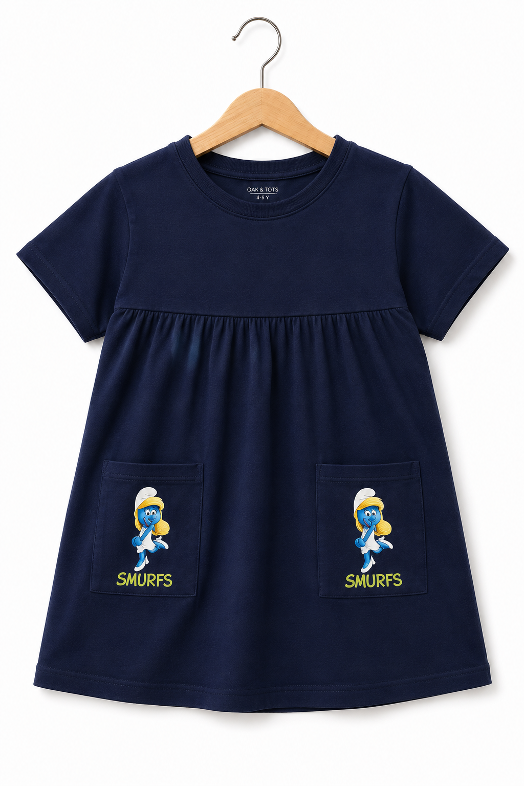 Girls Navy Blue Smurfs Pocket Dress