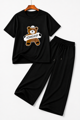 Black Teddy Bear Graphic Co-Ord Set