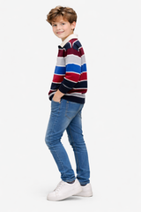 Multi-Stripe Polo Sweatshirt