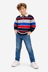 Multi-Stripe Polo Sweatshirt