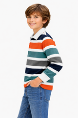 Bold Stripes Classic Polo Tee – Autumn Tones