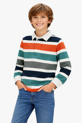 Bold Stripes Classic Polo Tee – Autumn Tones