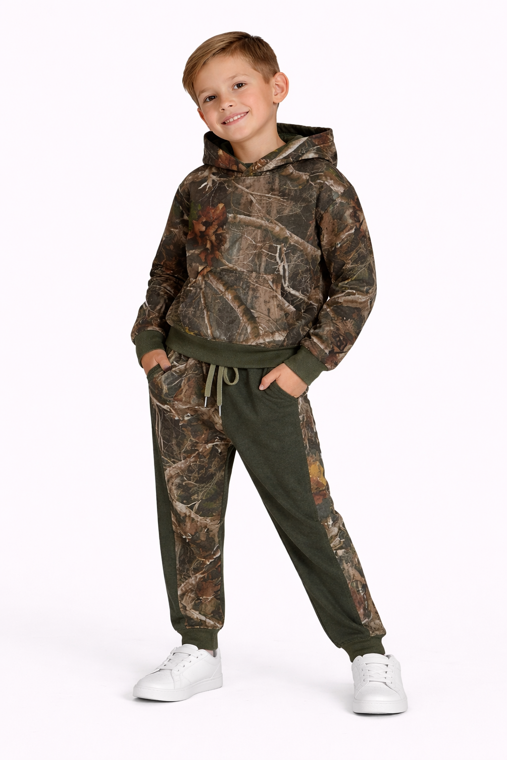 Boys Camouflage Hoodie & Jogger Set – Forest Print