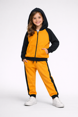 Bold Orange & Black Zip-Up Hoodie Set (unisex)