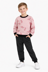 Cozy Jungle Vibes Boys' Set – Pink Tiger Print & Black Joggers (unisex)