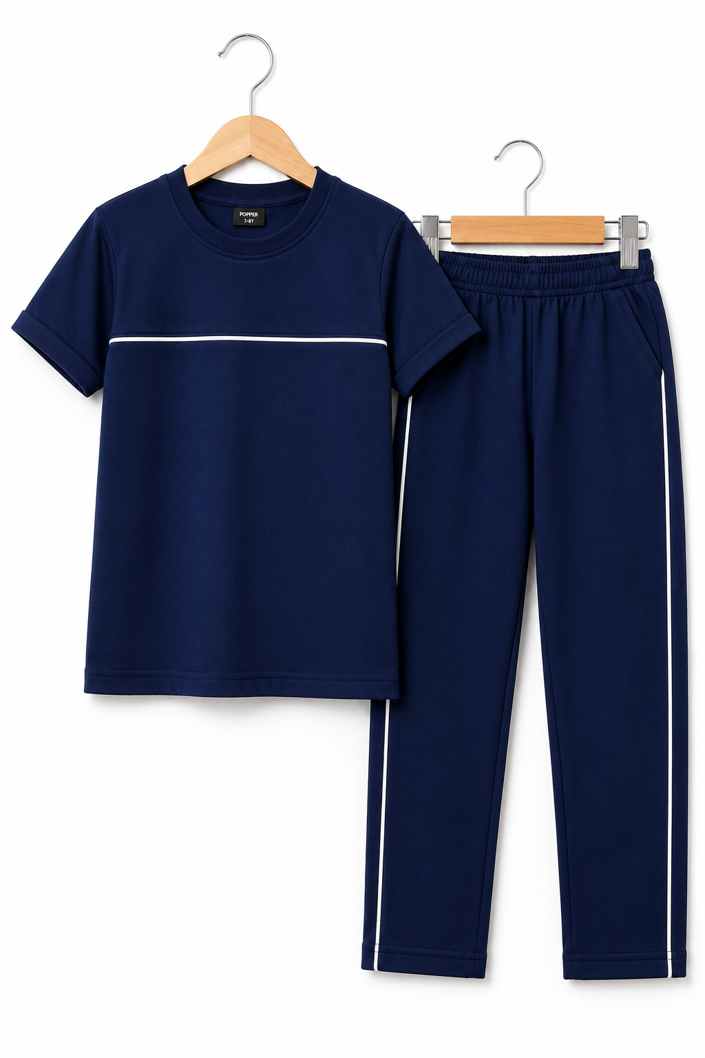 Boys' Navy Blue Cotton T-Shirt & Trouser Co-ord Set | Premium Kids Casual Wear