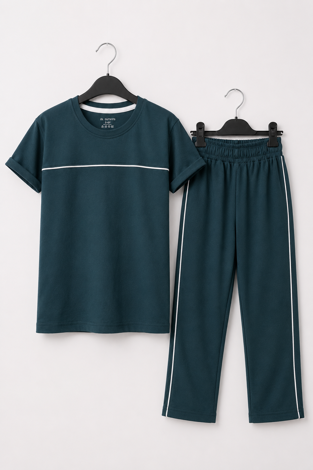 Boys' Dark Teal T-Shirt & Trouser Set | Soft Cotton Summer Co-ord Outfit