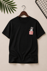 Rabbit Happy Pocket Graphic Tee – Black