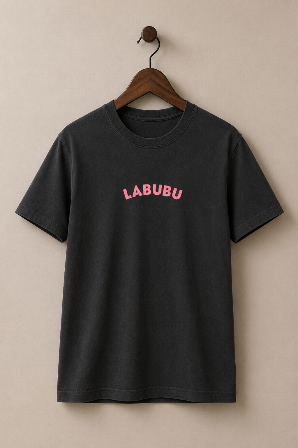 Labubu Graphic Tee – Washed Black