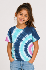 Girls Tie & Dye Round Neck Soft Cotton T-Shirt