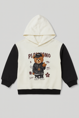 Kids Street Style Bear Hoodie &amp; Track Pant Set – Black &amp; White