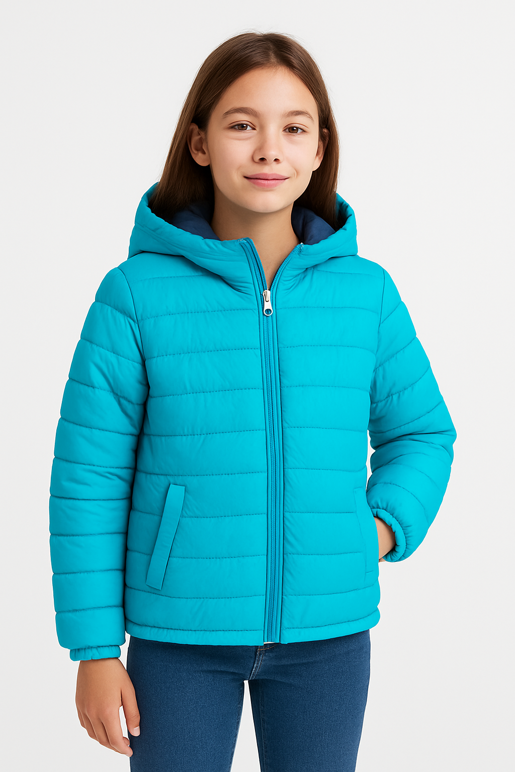 Kids Blue Puffer Jacket with Hood – Warm &amp; Lightweight Winter Wear
