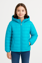 Kids Blue Puffer Jacket with Hood – Warm &amp; Lightweight Winter Wear