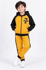 Boys Black & Yellow Fleece Winter Tracksuit Set