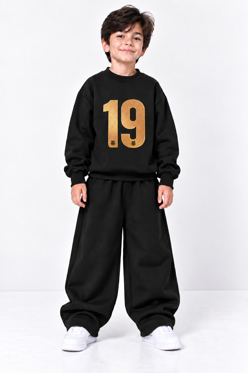 Kids Lamine Yamal 19 Black Fleece Sweatshirt &amp; Trouser Set