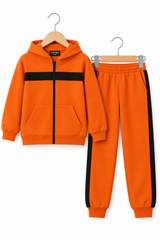 Kids' Go-Fast Tracksuit: Orange &amp; Black