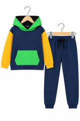 Vibrant Colorblock' Hoodie Set – Navy, Yellow & Green Pop (unisex)