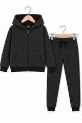 Boys Black Leopard Print Hoodie & Jogger Set
