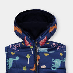 Kids Premium Quality All-Over Printed Sleeveless Puffer Zipper Hoodie Jacket