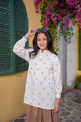White embroidered Girls Shirt with Brown Lehnga