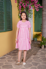 Pink Gingham Girls Summer Dress