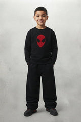 Spider-Man Patch Black Baggy Fleece Tracksuit