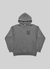 Vintage Washed Oversized Patch Hoodie - Charcoal Grey