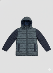 Kid's Contrast Quilted &amp; Heathered Puffer Jacket with Hood