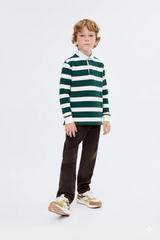 Verde Royale Polo – Classic Striped Long Sleeve
